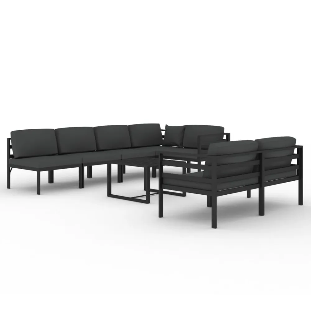 Premium Resistente ao Tempo 8 pcs conjunto lounge jardim com almofadões alumínio antracite