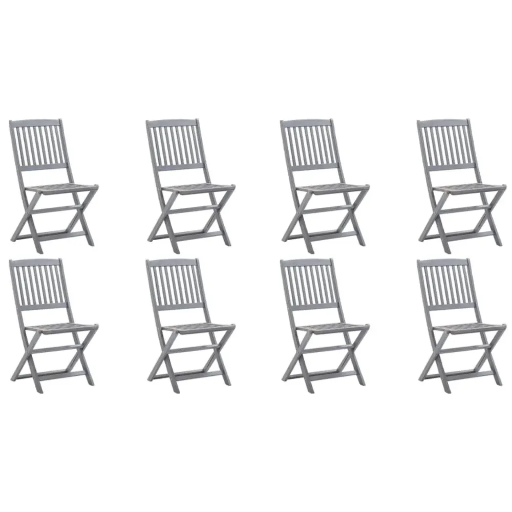 Puf de Exterior Cadeiras de exterior dobráveis 8pcs com almofadões acácia maciç