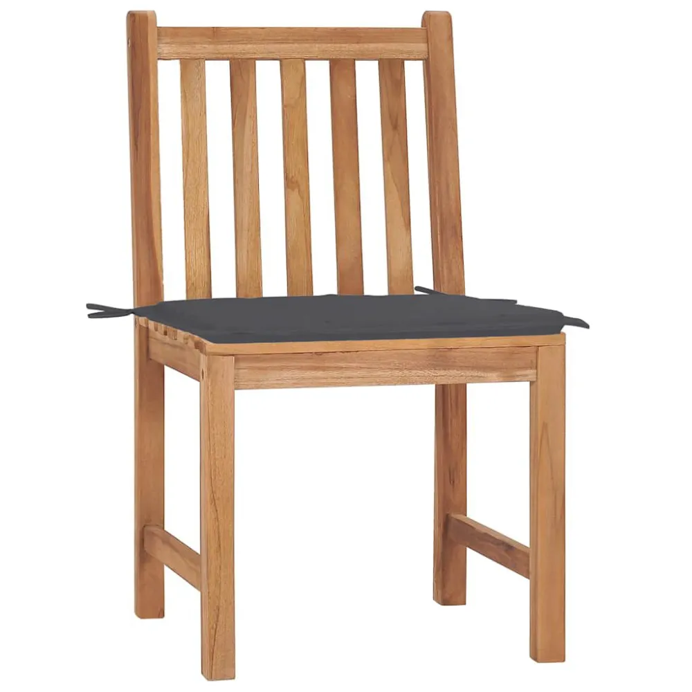 Puf de Exterior Cadeiras de jardim com almofadões 2 pcs teca maciç