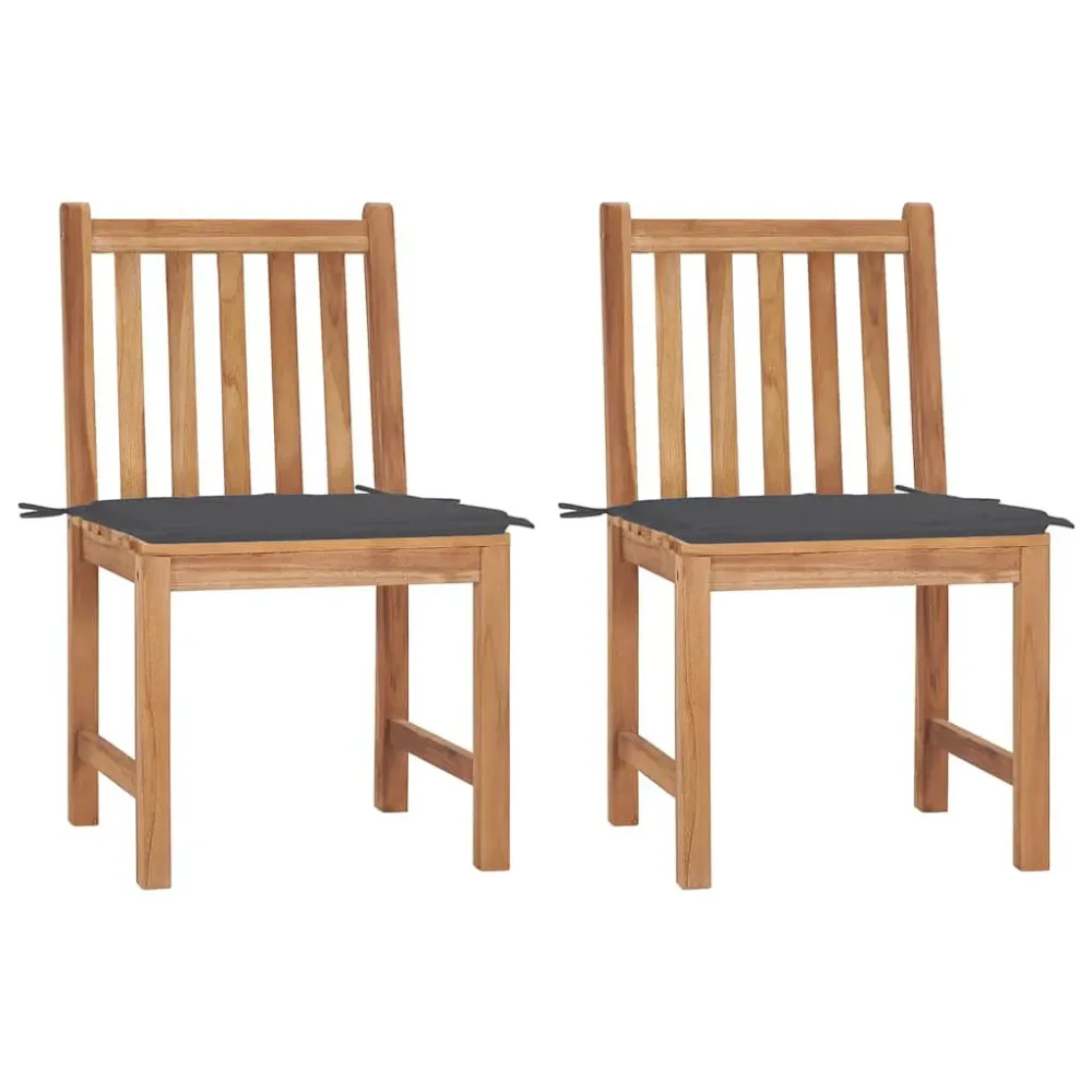 Puf de Exterior Cadeiras de jardim com almofadões 2 pcs teca maciç