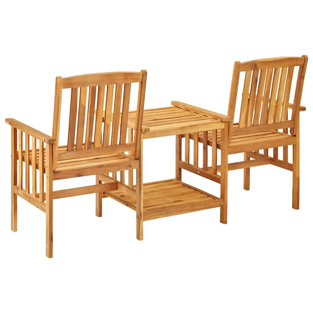 Puf de Exterior Cadeiras de jardim com mesa de centro e almofadões acácia maciç