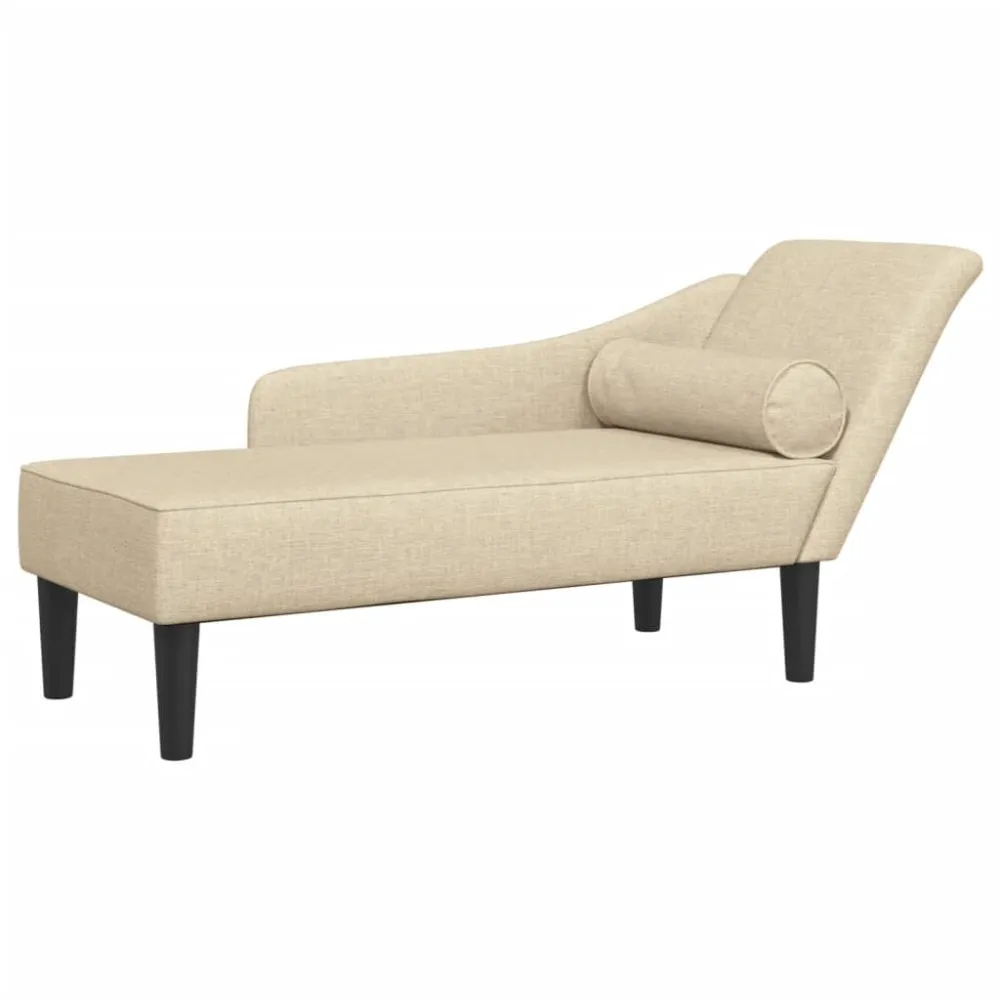 Puf de Exterior Chaise lounge com almofadões tecido creme