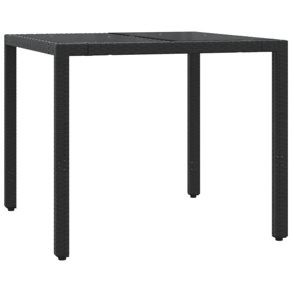 Puf de Exterior 5 pcs conjunto de jantar para jardim com almofadões vime PE preto