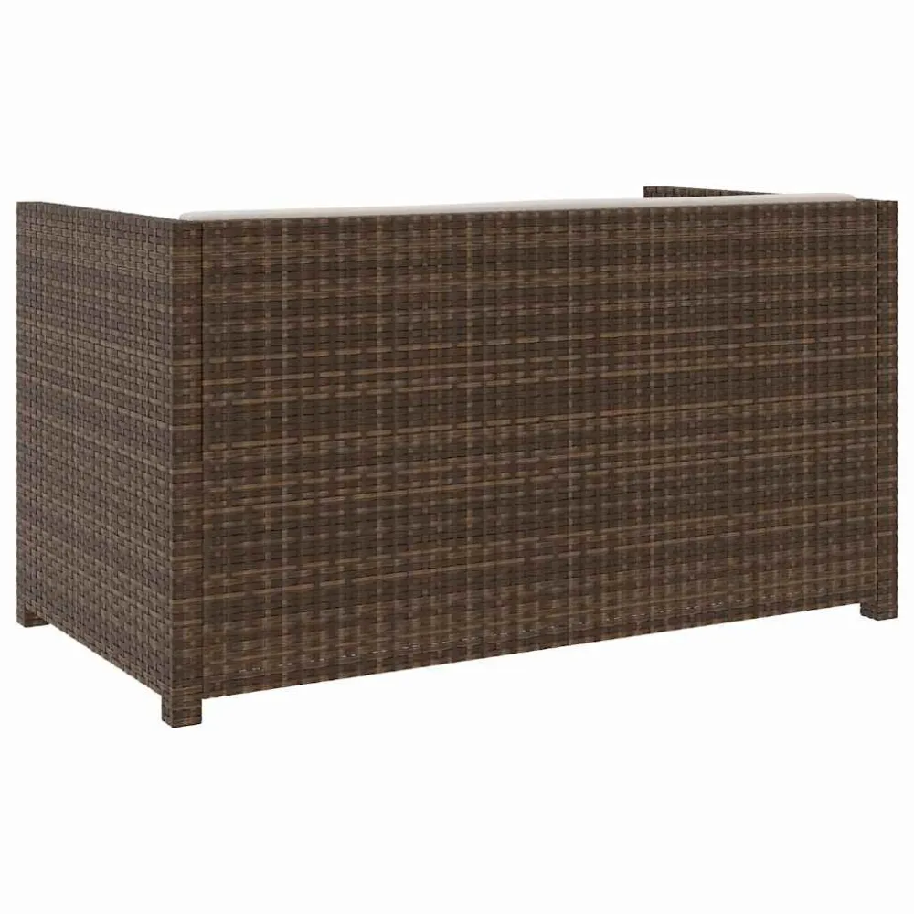 Puf de Exterior 5 pcs conjunto lounge jardim com almofadões vime PE castanho