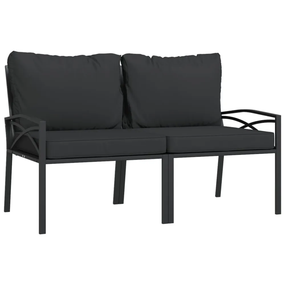 Puf de Exterior 6 pcs conjunto lounge de jardim ço com almofadões cinzentos