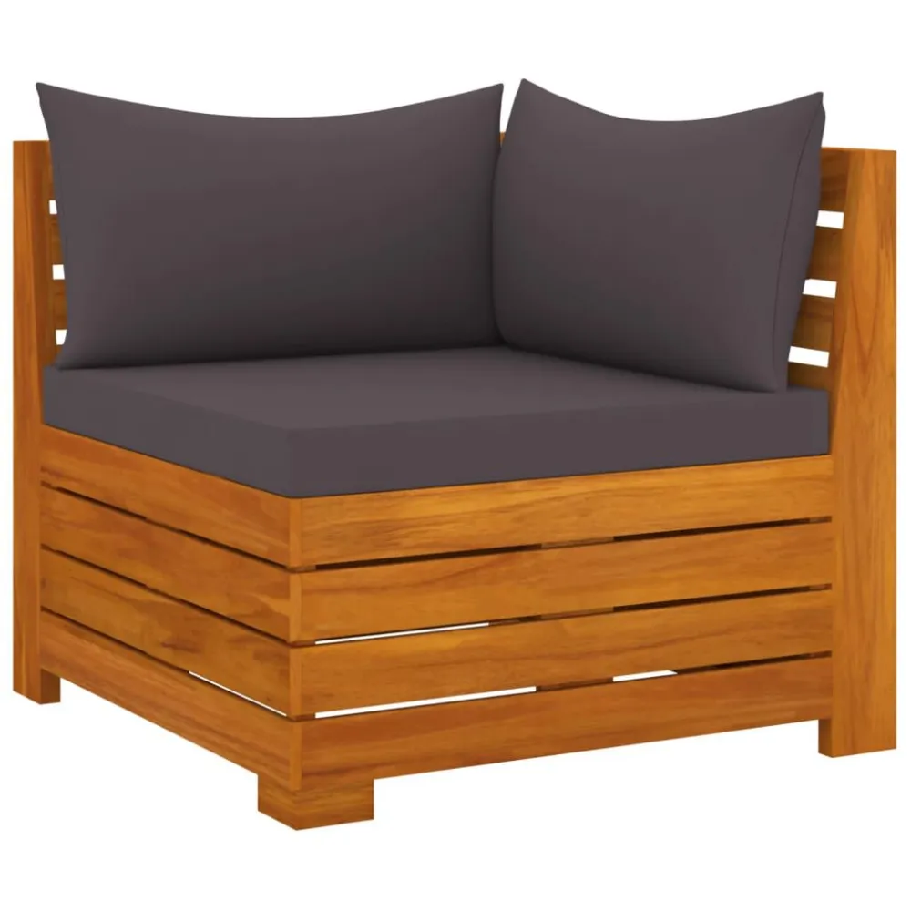 Puf de Exterior 9 pcs conjunto lounge de jardim com almofadões acácia maciç
