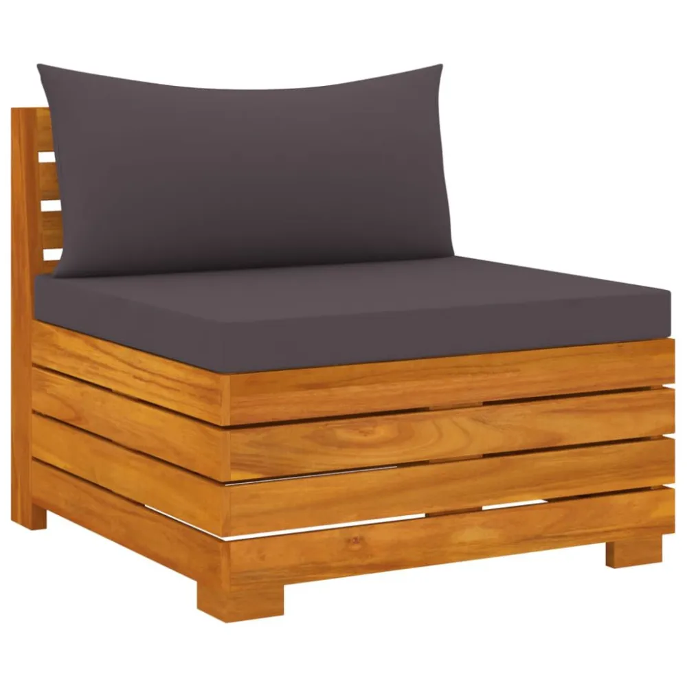 Puf de Exterior 9 pcs conjunto lounge de jardim com almofadões acácia maciç