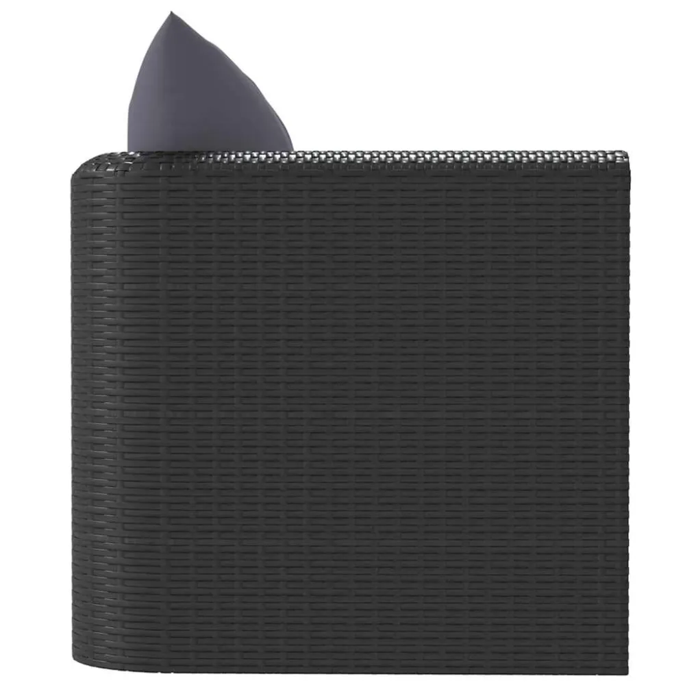 Sofá individual com almofadões vime PE preto para Piscina e Jardim