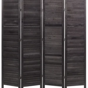 4 Panel Room Divider AVENES Dark Marrom Material Reciclado