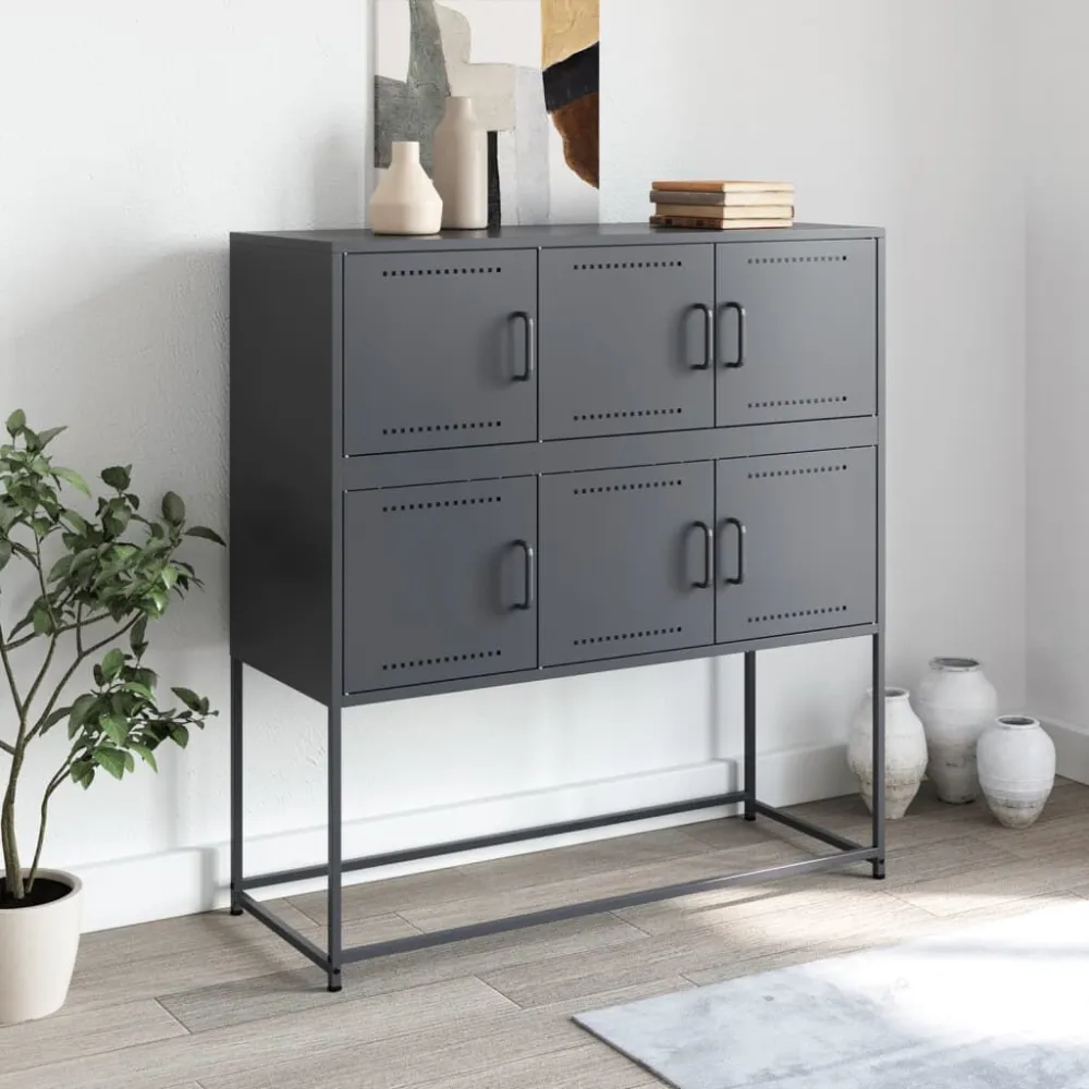 Aparador 100,5x39x107 cm ço antracite (CE Certified)