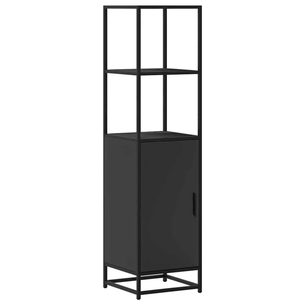 Armário alto 35,5x35x139 cm derivados madeira e metal preto