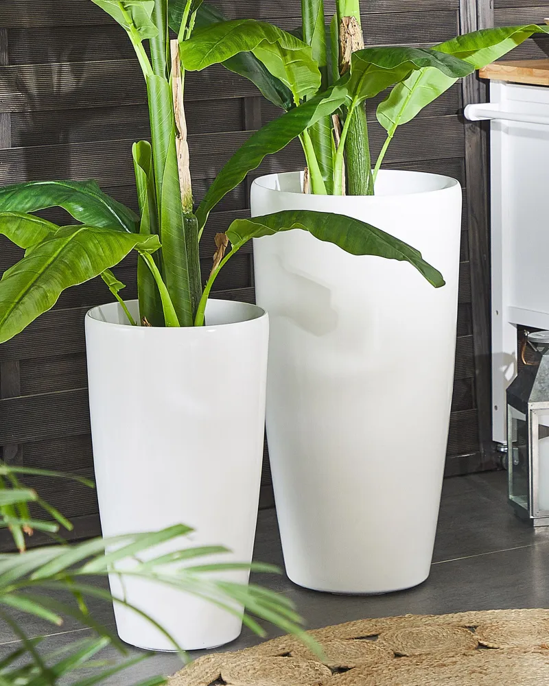 Plant Pot TSERIA Stone Branco