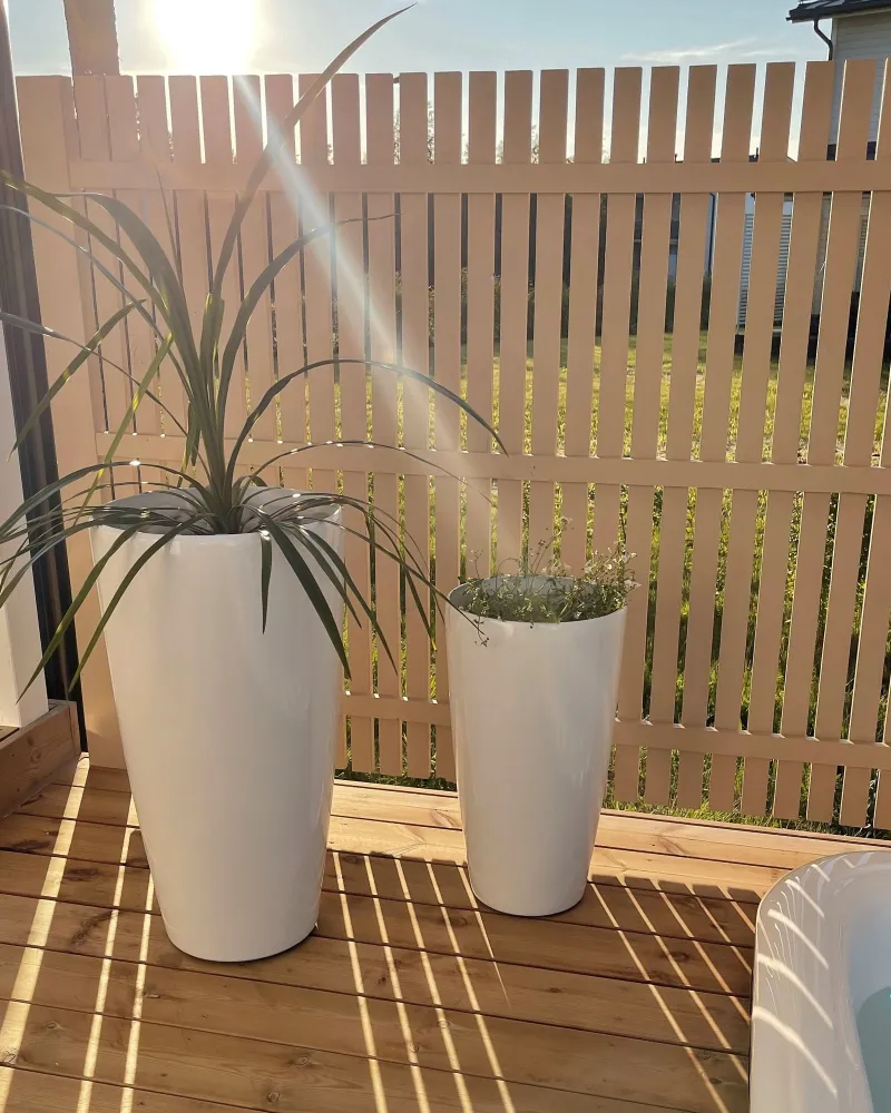 Plant Pot TSERIA Stone Branco