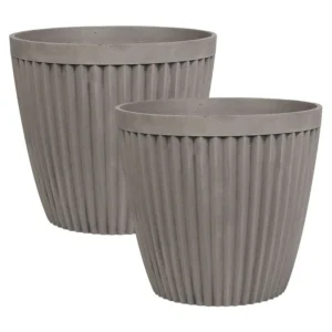 Set 2 Plant Pots ⌀ 36 cm Taupe POKA