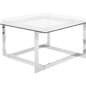 Glass Top Coffee Table Silver CRYSTAL