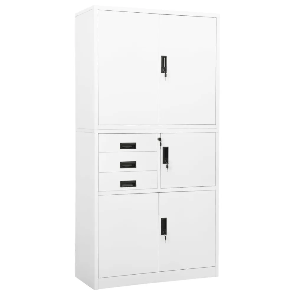 Armário de escritório 90x40x180 cm ço branco | Montagem Fácil Incluída