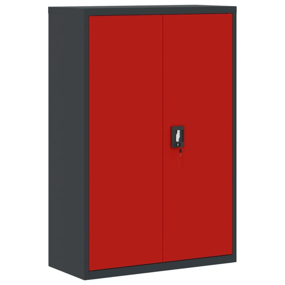Peç Central Arquivador 90x40x140 cm ço antracite e vermelho