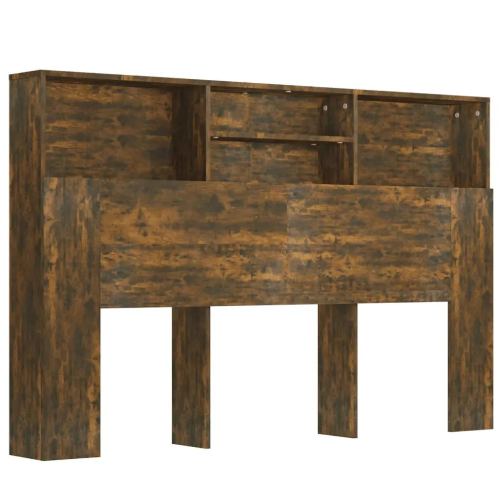 Armário de cabeceira 160x19x103,5 cm cor carvalho fumado com Organizador de Fios