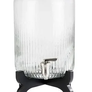 Dispensador de bebidas APS -ASIA-, Ø 24,5 cm, altura: 45,5 cm, 7 litros, recipiente de vidro, torneira em ço inoxidável, b...