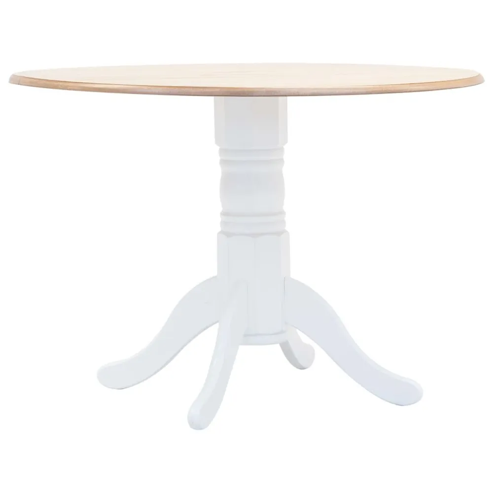 Mesa de jantar 106 cm seringueira maciç branco e castanho