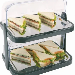 Vitrina buffet APS -DOUBLE DECKER-, 44 x 32 cm, altura: 44 cm, preto, 09204