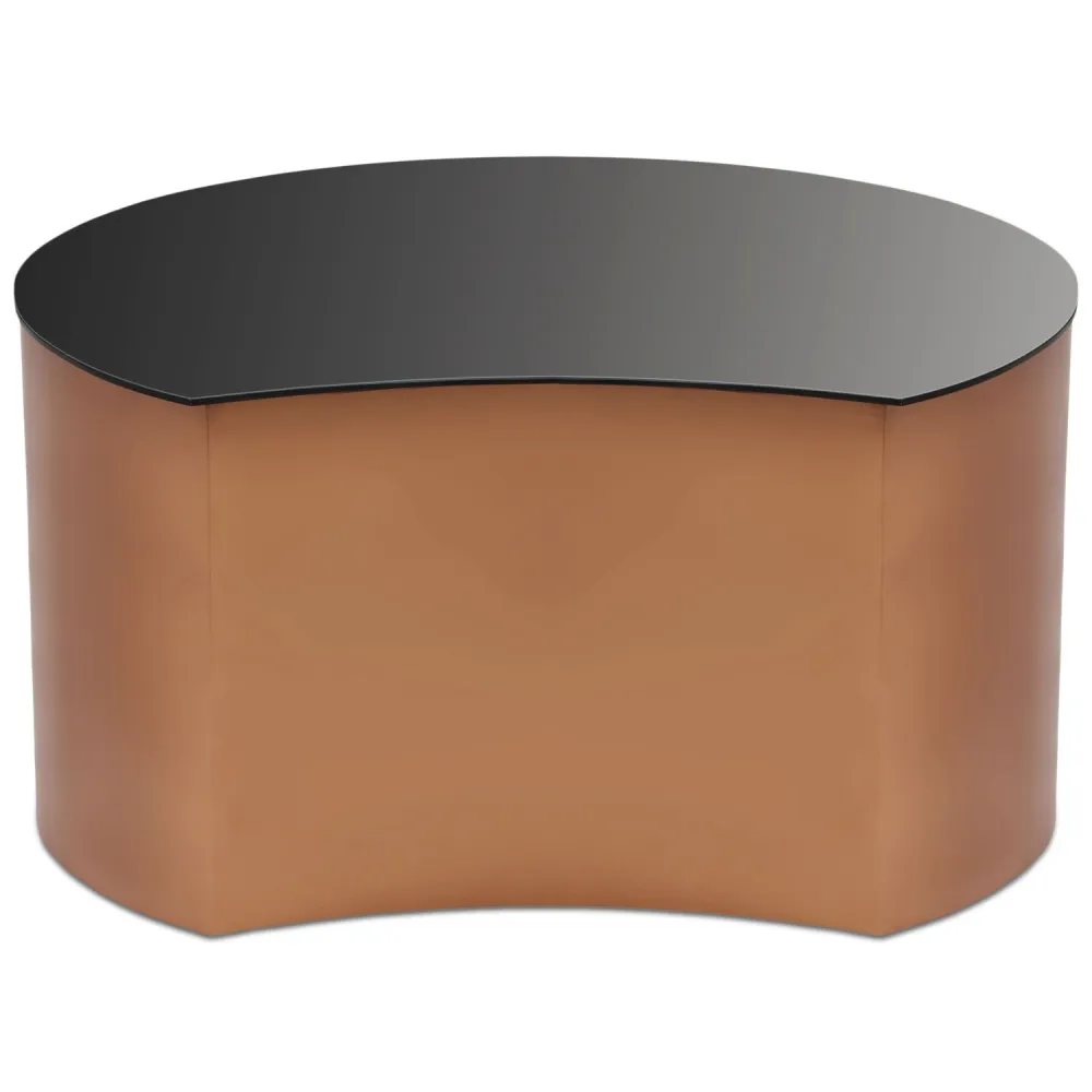 Mesa de centro Selemine de Vidro e Metálico Cobreado.