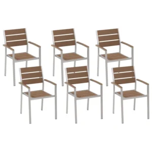 Conjunto de 6 cadeiras de jardim VERNIO Castanho óbvio