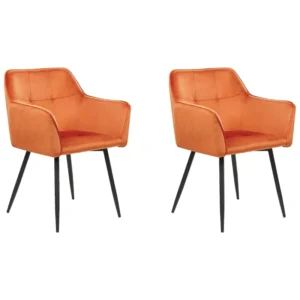 Conjunto de 2 cadeiras de veludo laranja JASMIN Fácil de Guardar