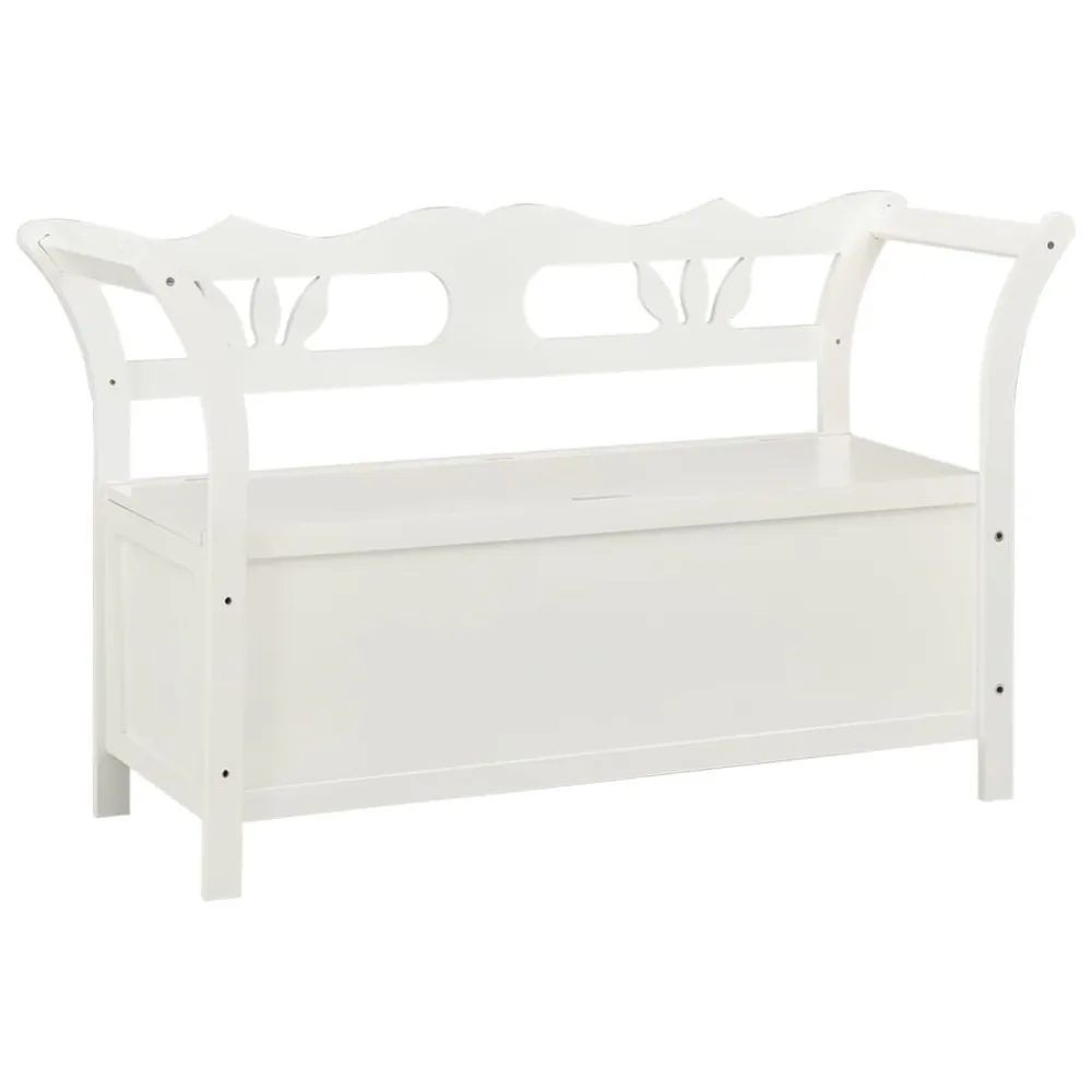 Armário de Hall Banco 107x45x75,5 cm madeira de abeto maciç branco