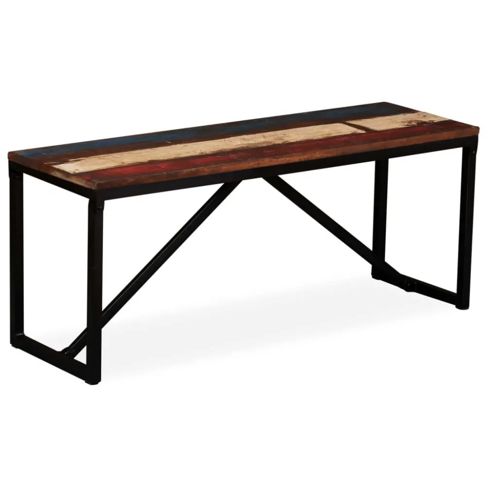 Armário de Hall Banco em madeira recuperada maciç 110x35x45 cm