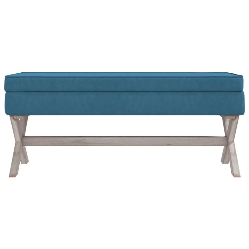Banco de arrumação 110x45x49 cm veludo azul com Assento Retrátil