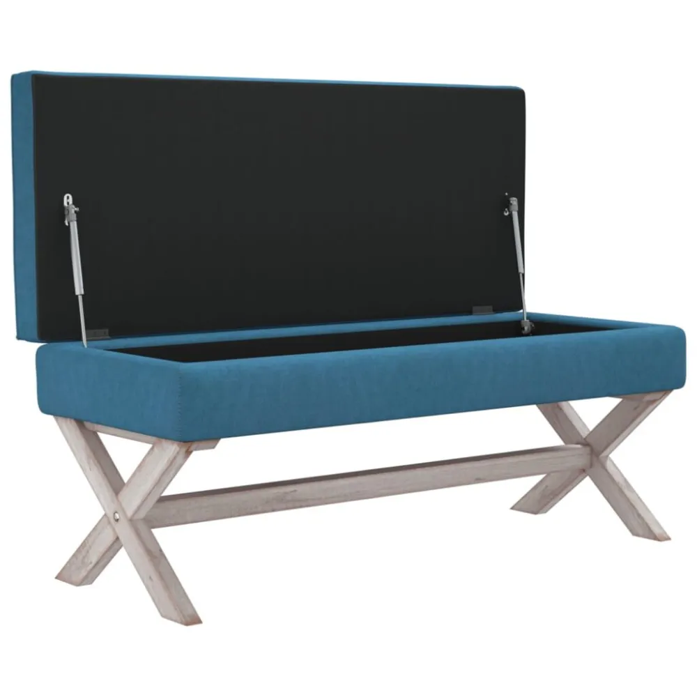Banco de arrumação 110x45x49 cm veludo azul com Assento Retrátil