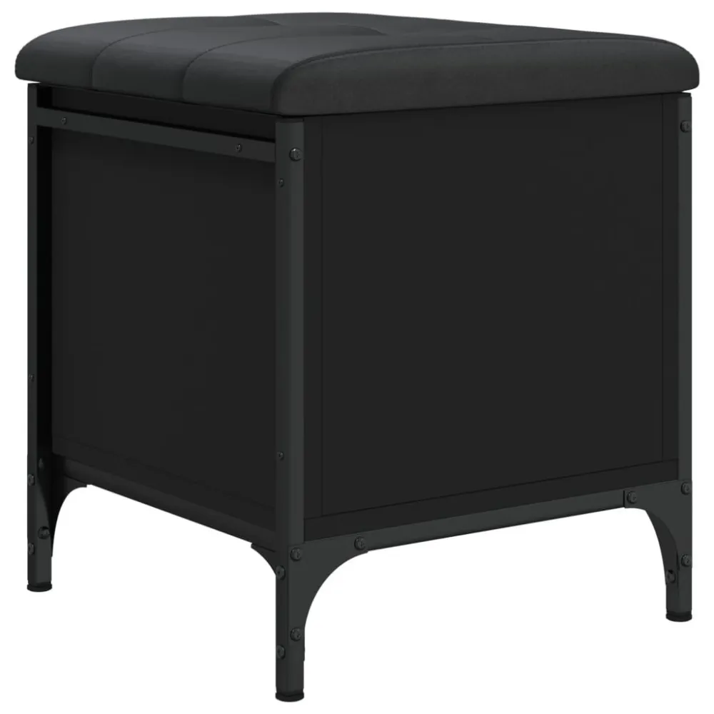 Banco de arrumação 42x42x45 cm derivados de madeira preto para Entrada e Corredor