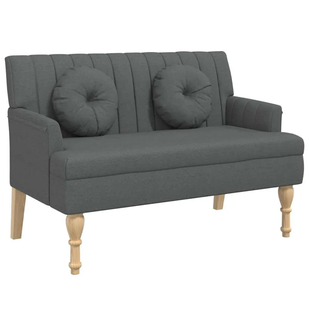 Banco com almofadões 113x64,5x75,5 cm tecido cinzento-escuro Design de Entrada