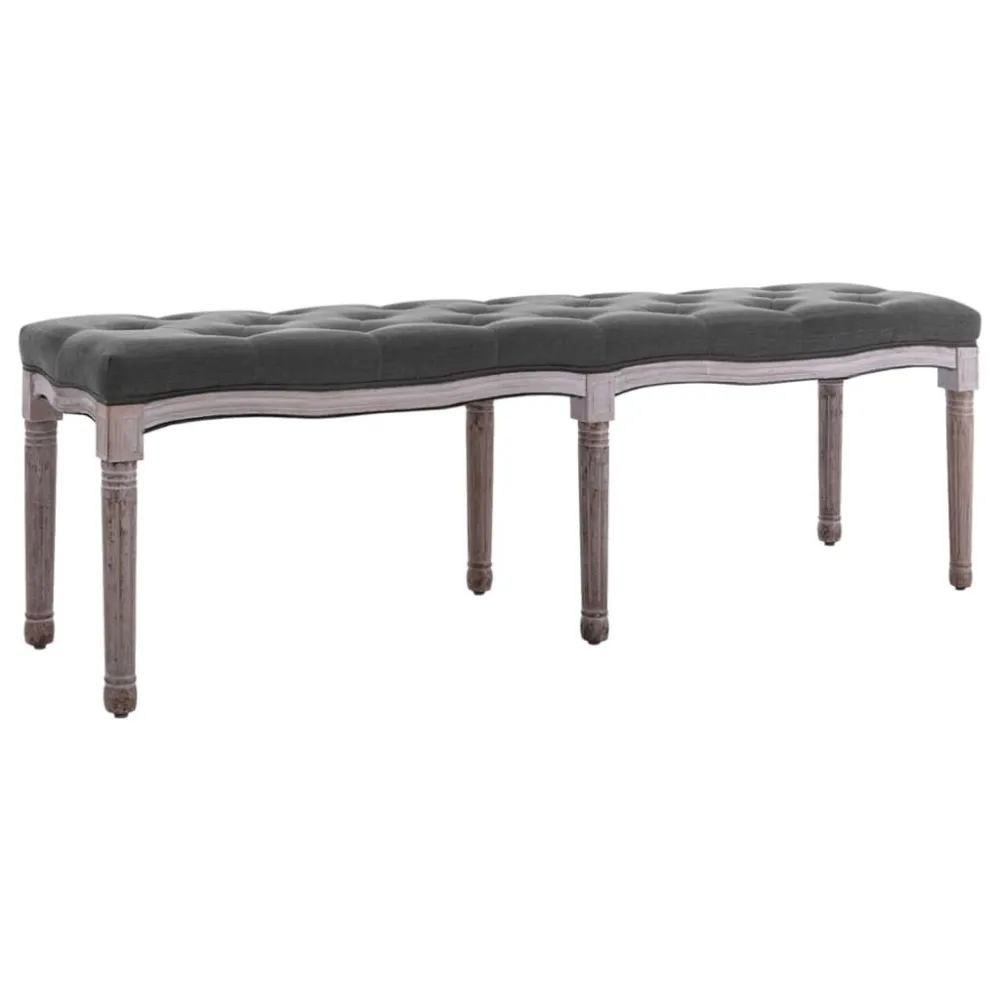 Banco com Gavetas Banco em linho e madeira maciç 150x40x48 cm cinzento-escuro