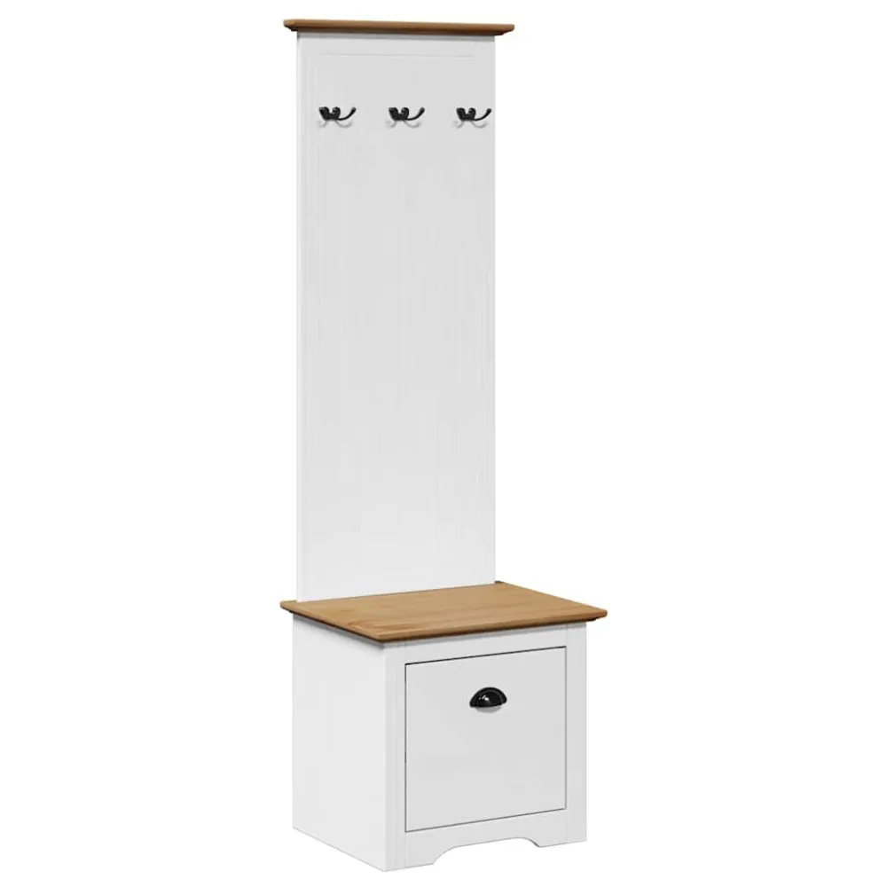 Cabideiro de Parede Armário corredor com ganchos BODO branco castanho 50x40x157 cm