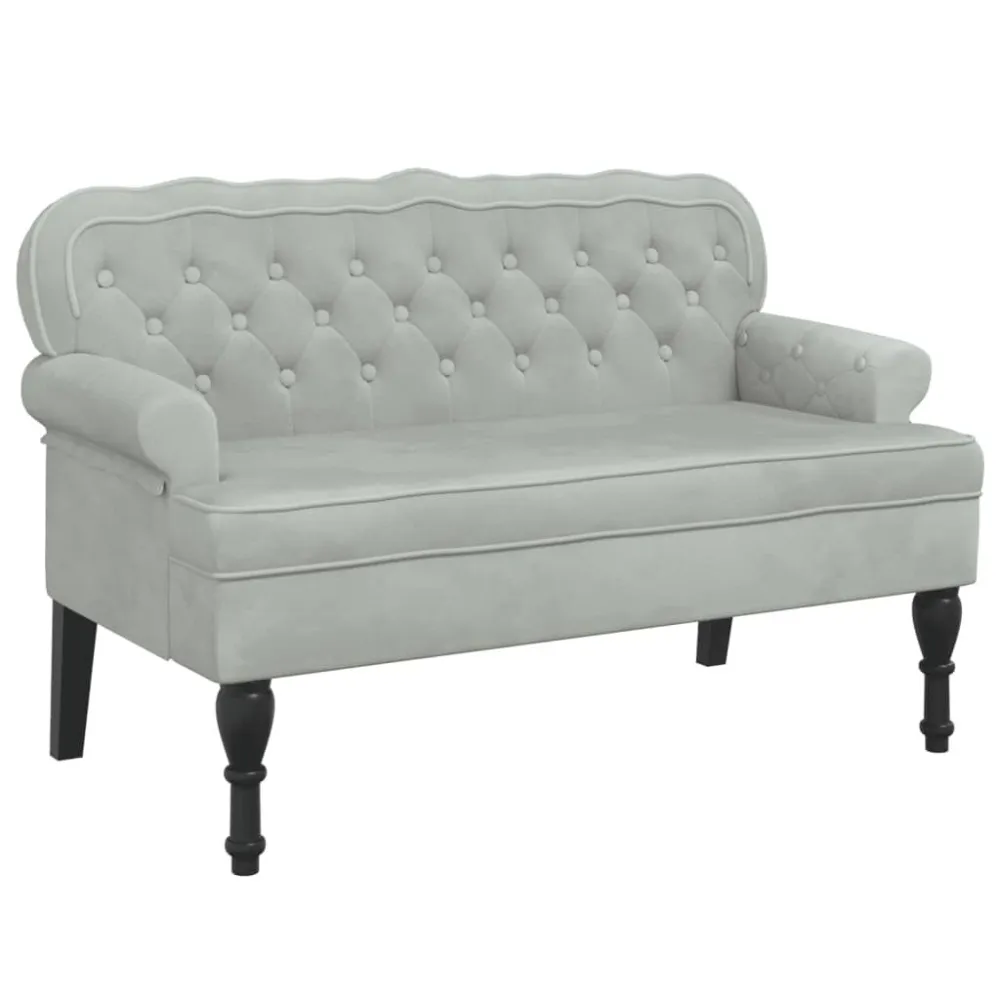 Prateleira para Chaves Banco com encosto 119,5x64,5x75 cm veludo cinzento-claro