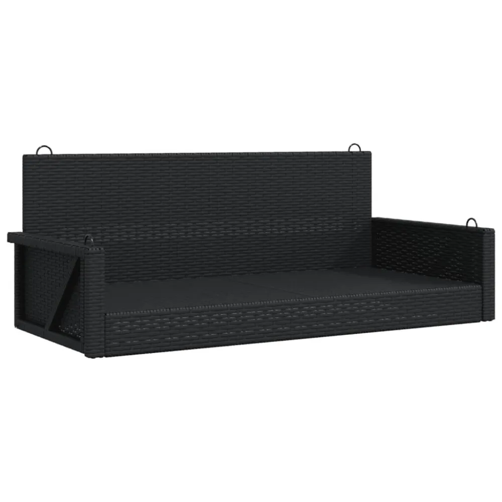 Banco baloiço 119x56x48 cm vime PE preto Dobrável e Portátil