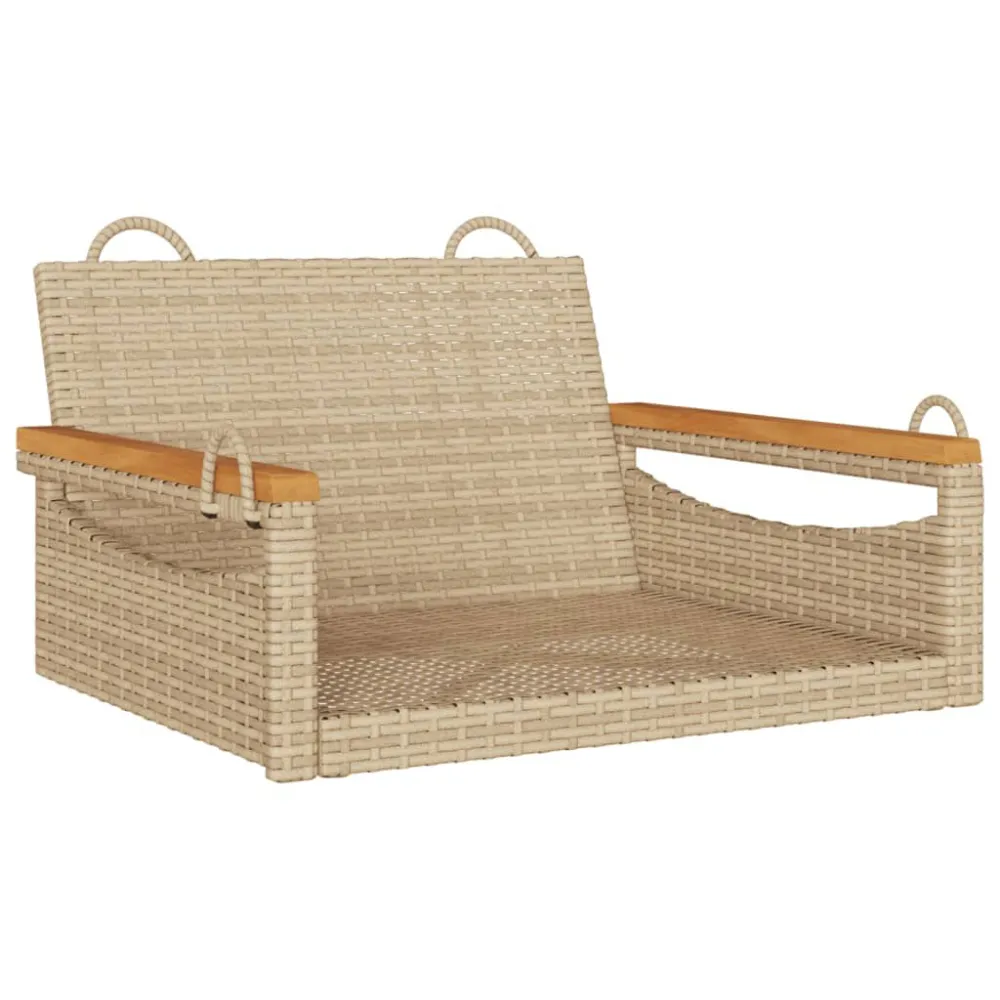 Banco baloiço 63x62x40 cm vime PE bege em Tecido Sunbrella