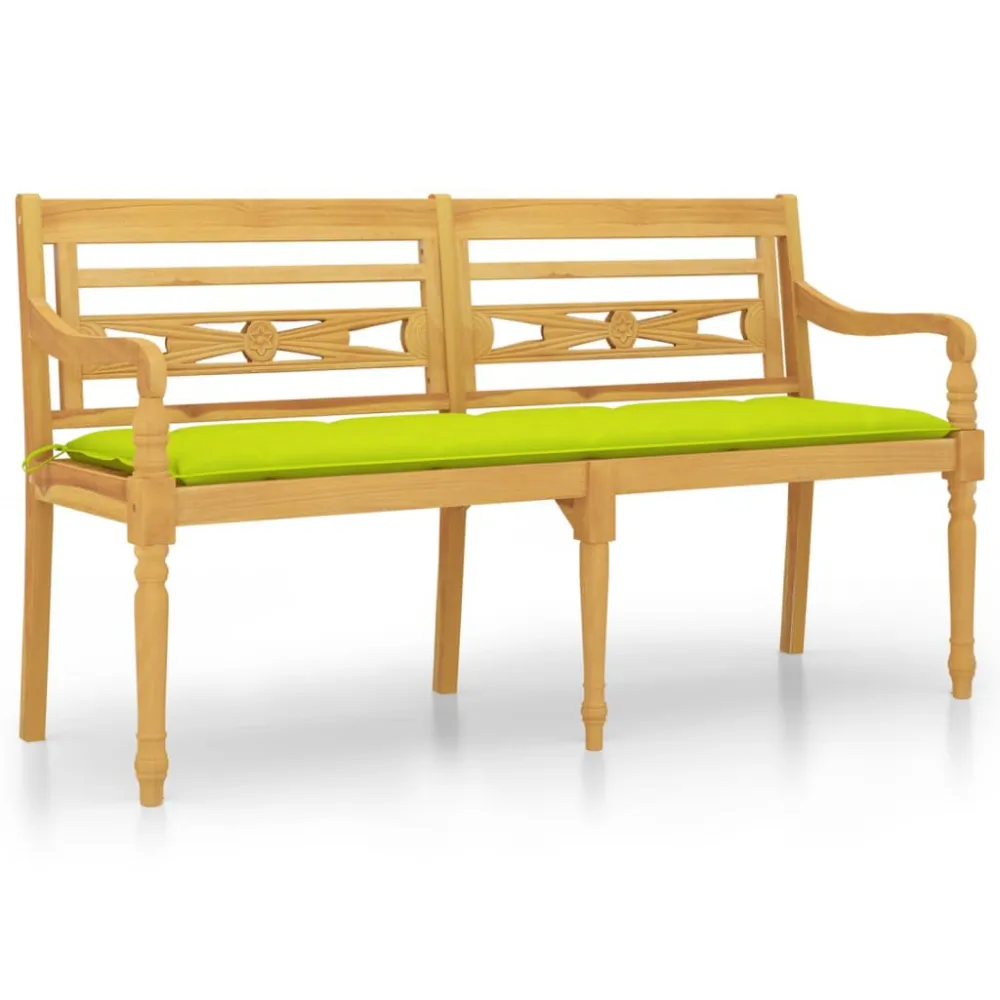 Banco Batavia com almofadão verde radiante 150 cm teca maciç