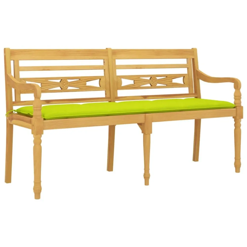 Banco Batavia com almofadão verde radiante 150 cm teca maciç