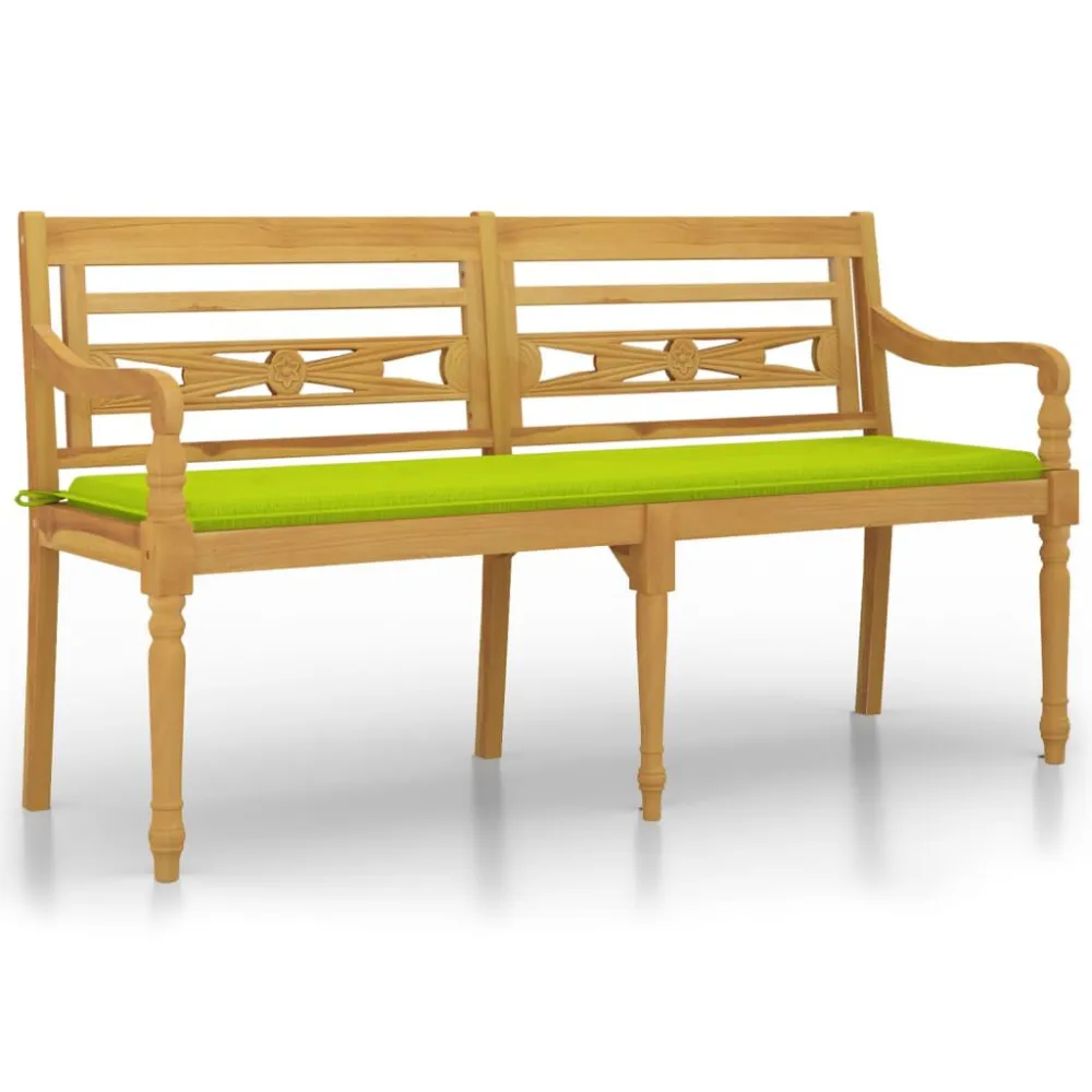 Banco Batavia com almofadão verde resplandecente 150 cm teca maciç