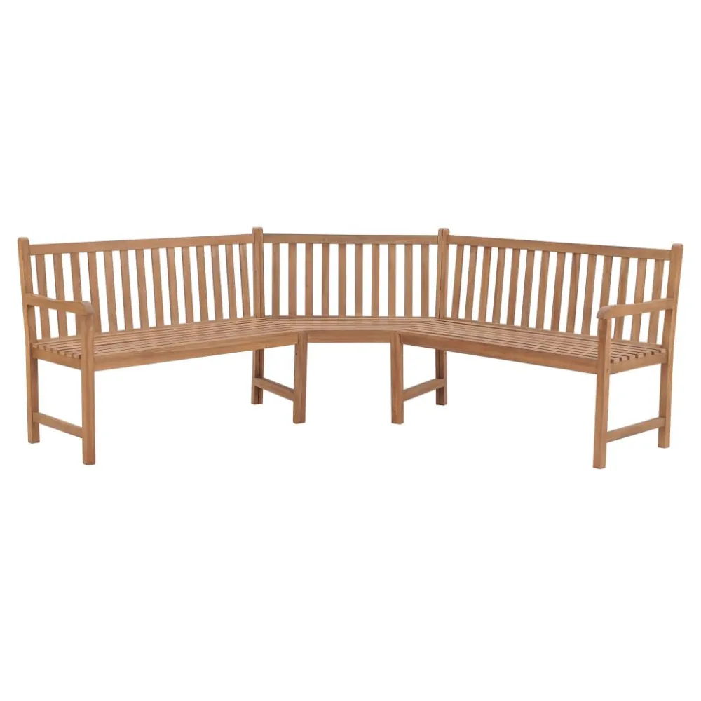 Banco de canto para jardim 185x185x90 cm madeira de teca maciç | Montagem Fácil e Rápida