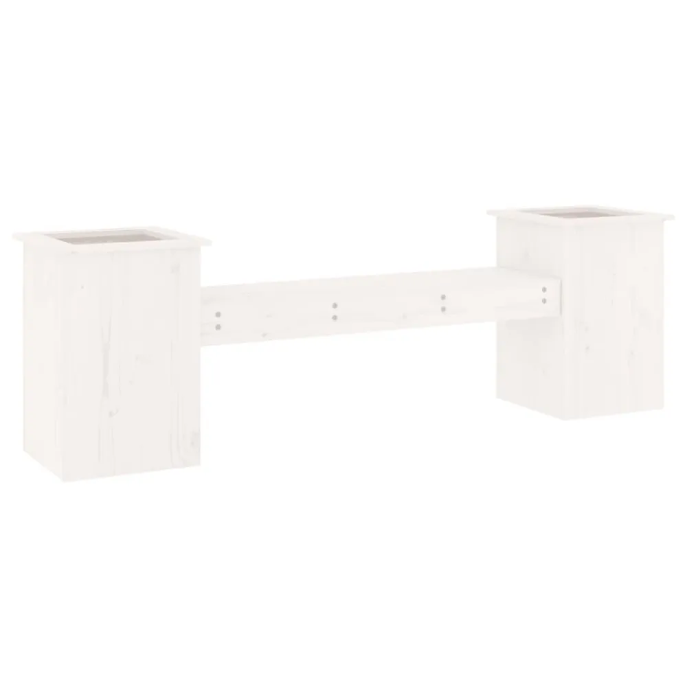 Banco com vasos 184,5x39,5x56,5cm madeira de pinho maciç branco para Piscina e Jardim