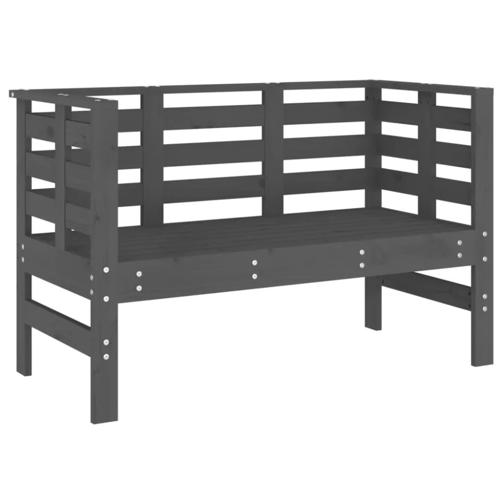 Banco de jardim 111,5x53x71 cm madeira de pinho maciç cinzento para Relaxamento ao Ar Livre