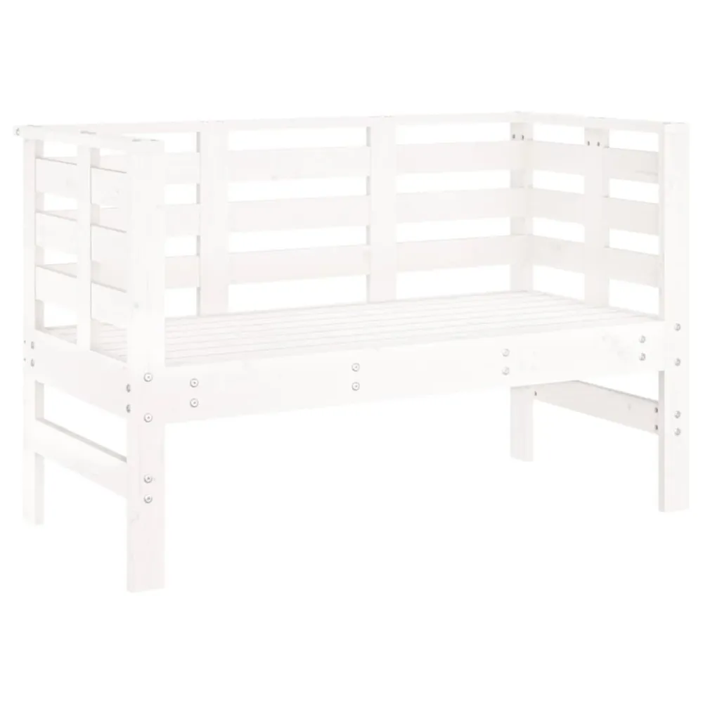 Banco de jardim 111,5x53x71 cm madeira de pinho maciç branco com Tecido Impermeável UV