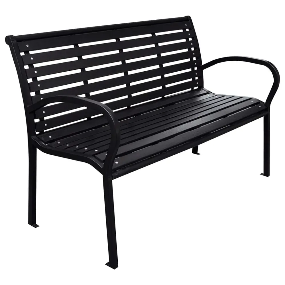 Banco de jardim 116 cm ço e WPC preto com Estrutura em Alumínio