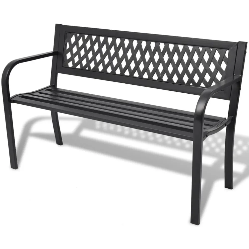 Banco de jardim 118 cm ço preto em Tecido Sunbrella