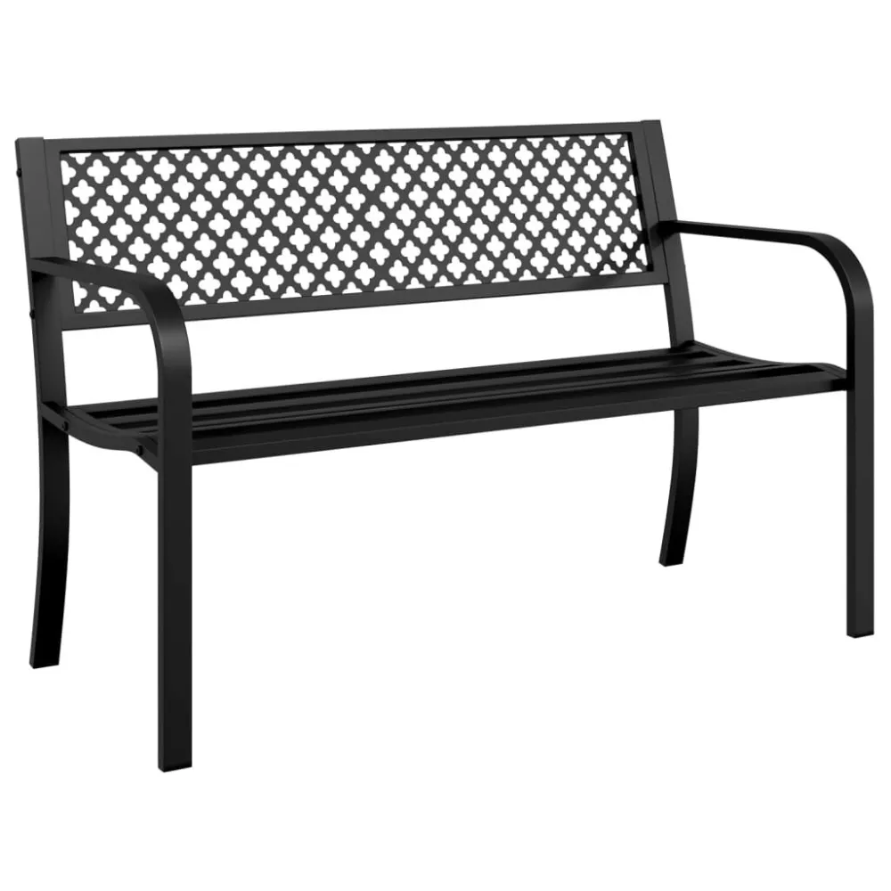 Banco de jardim 119 cm ço preto Dobrável e Portátil