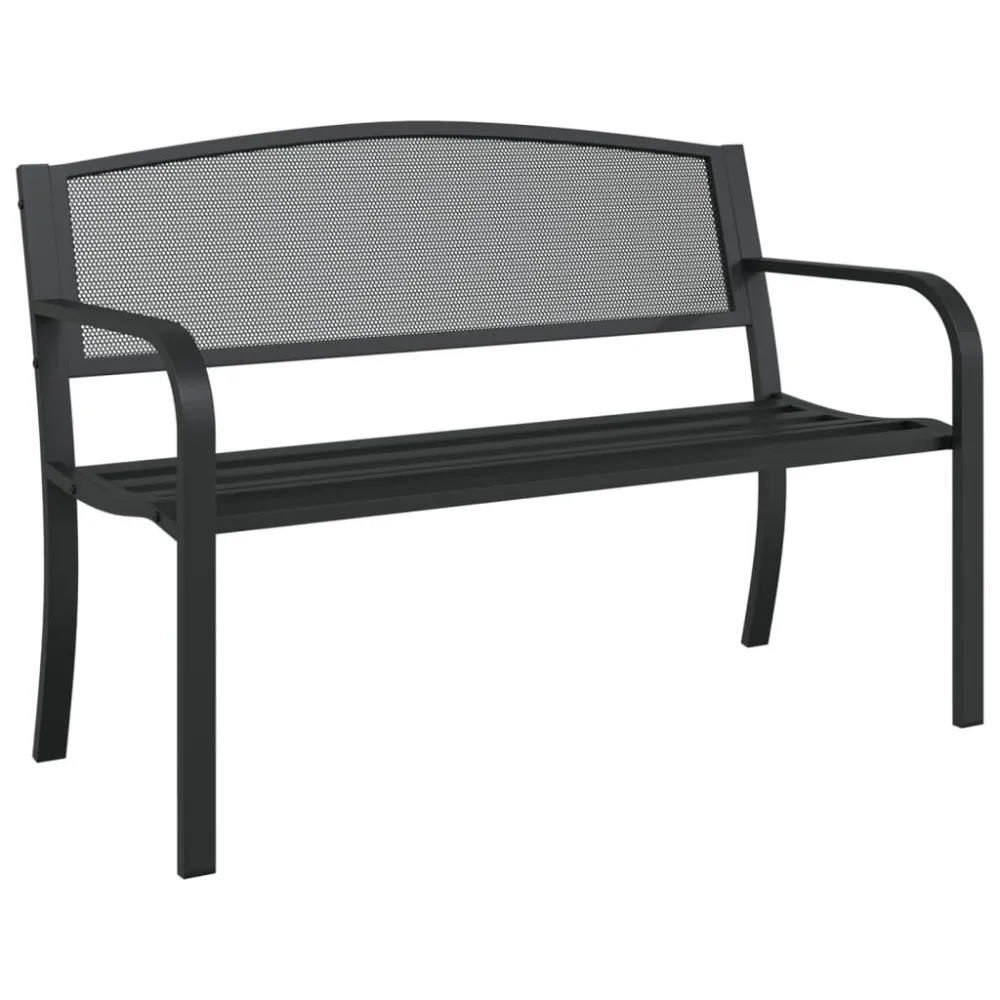 Banco de jardim 119 cm ço preto para Piscina e Jardim